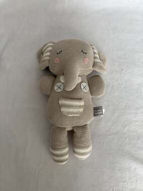 Living Textiles Theodore Elephant Knitted Plush Baby Rattle Toy